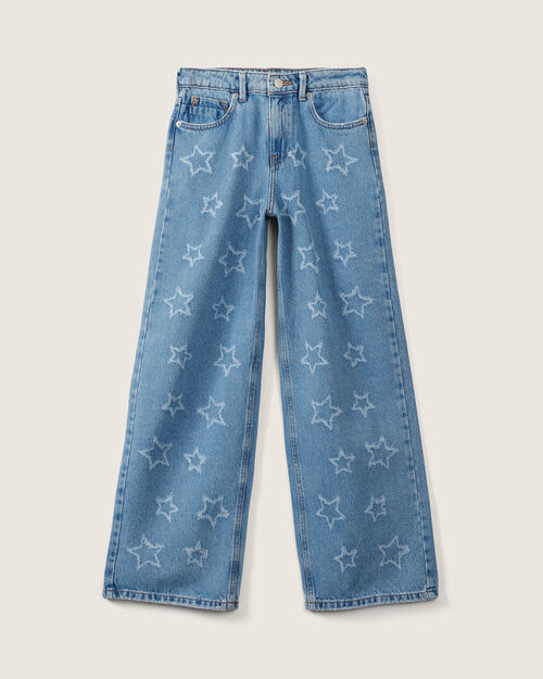 Jeans Fit Wide Leg Estrellas