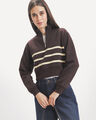 Sudadera Cropped Rayas,CAFE