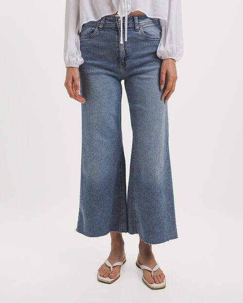 Jeans Fit Wide Flare Azul