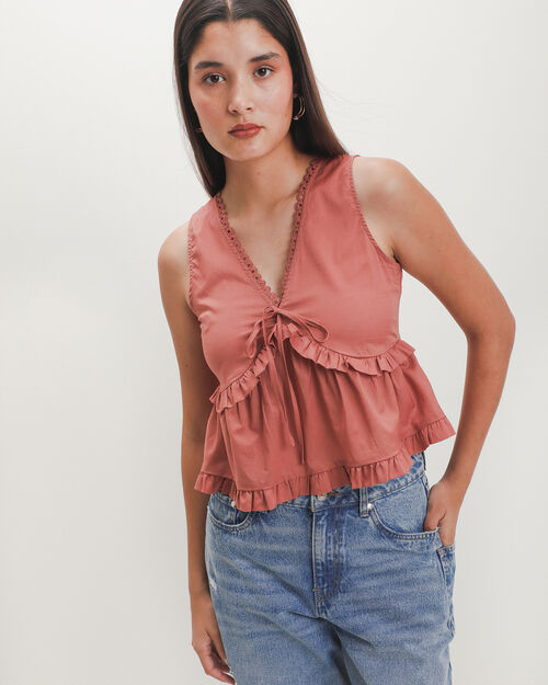 Blusa Rosa Volantes