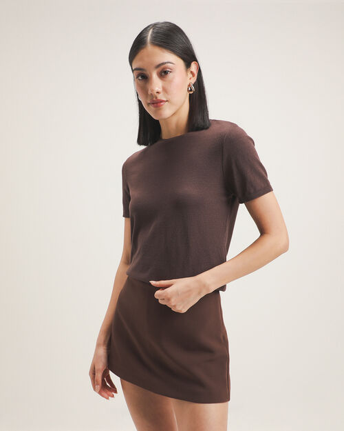 Top Caf&eacute; Tejido