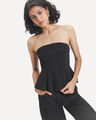 Top Peplum Caf&eacute;,NEGRO