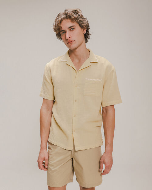 Camisa Manga Corta Beige