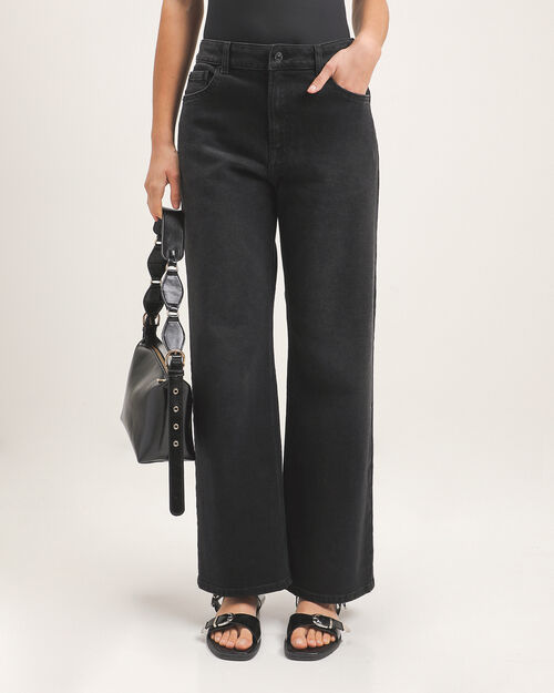 Jeans Negro Fit Straight Wide