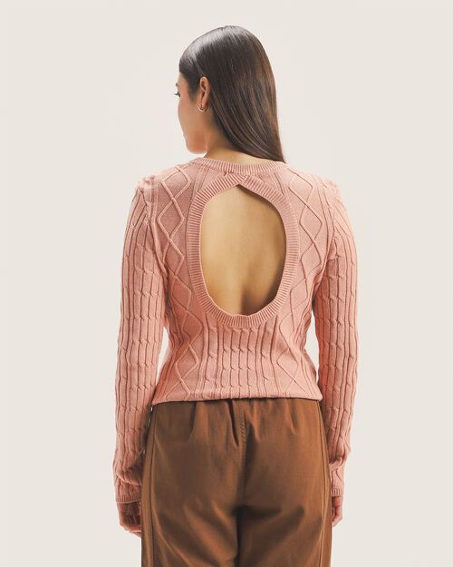 Top Manga Larga Rosa