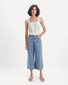 Jeans Culotte Con Cintur&oacute;n,AZUL PASTEL