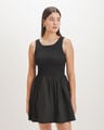 Vestido Corto Smock,NEGRO