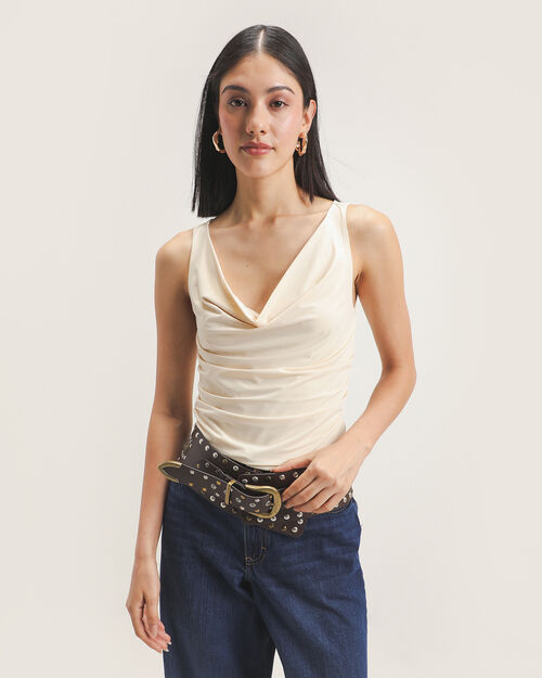 Top Beige Drapeado