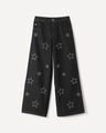 Jeans Wide Leg Estrellas,NEGRO