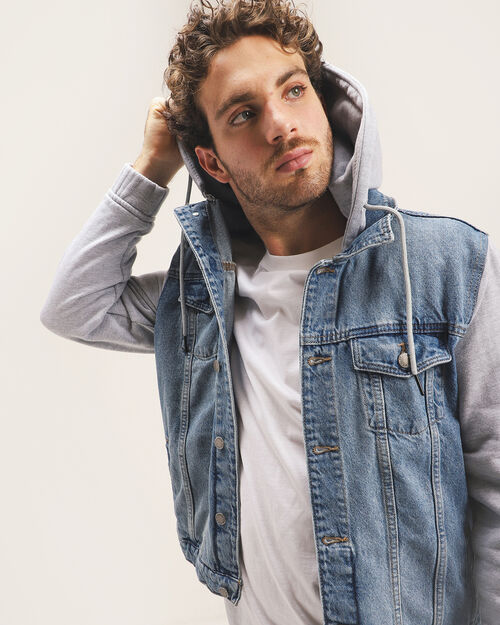 Chamarra Azul Con Hoodie