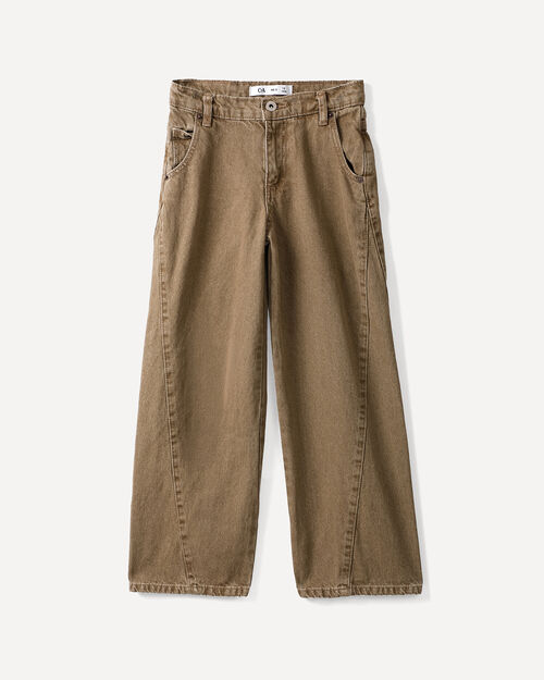 Jeans Fit Wide Leg Caf&eacute;