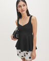 Top Blanco Peplum,NEGRO