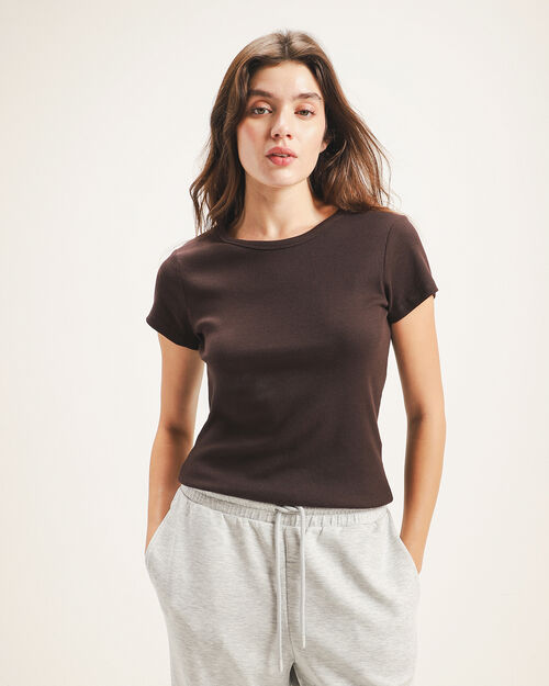 Playera Manga Corta Café