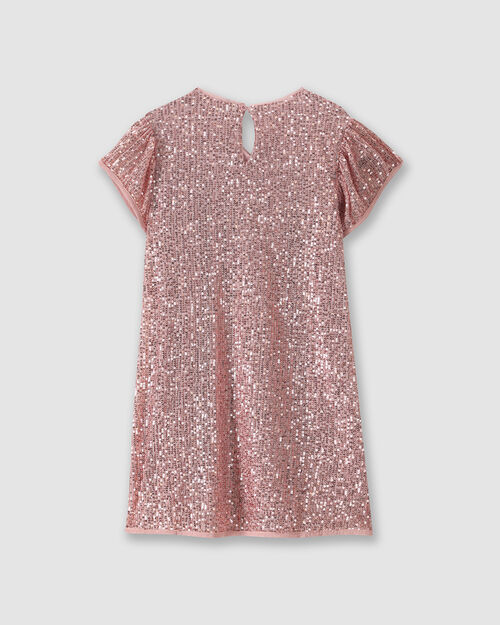 Vestido Manga Corta Lentejuelas