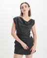 Blusa Negra Drapeada,NEGRO