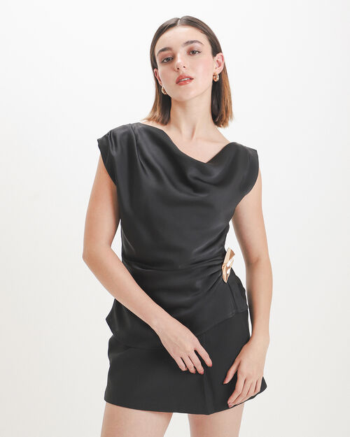 Blusa Negra Drapeada