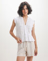 Blusa Blanca Texturizada,BLANCO
