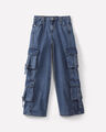 Jeans Fit Wide Leg Cargo,AZUL ACERO