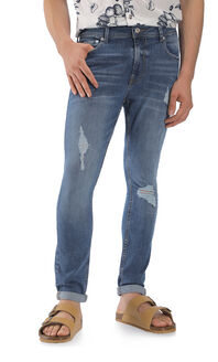 Jeans Super Skinny Tapered Con Destrucciones