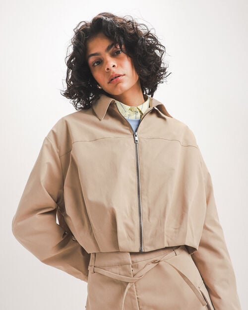 Chamarra Beige Cropped