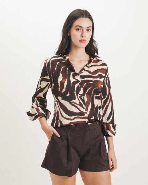 Camisa Caf&eacute; Satinada