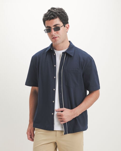 Camisa Azul Cuello Polo
