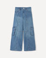 Jeans Wide Leg Cargo,AZUL ACERO