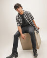 Camisa Relaxed Cuadros,NEGRO