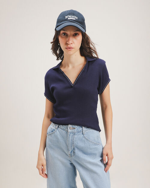 Polo Azul Manga Corta