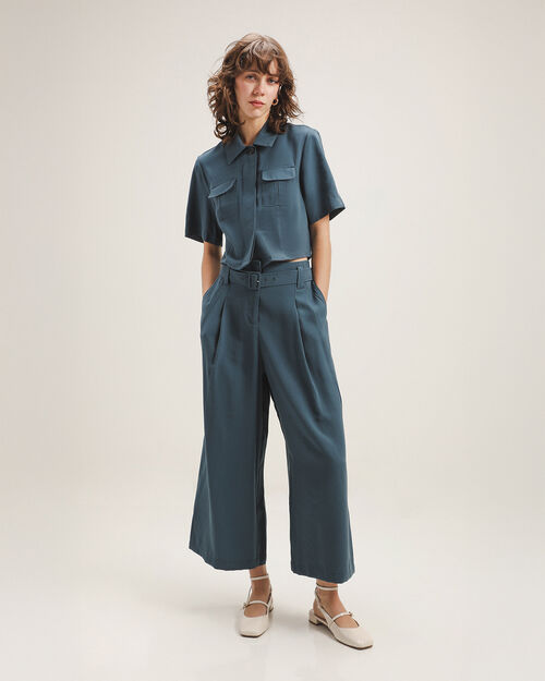 Camisa Cropped Azul