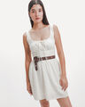 Vestido Beige De Lino,CRUDO