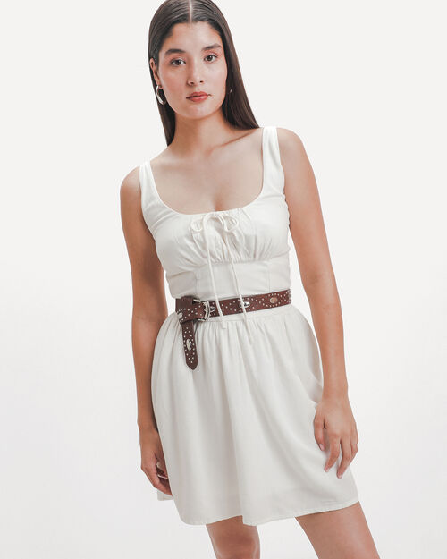 Vestido Beige De Lino
