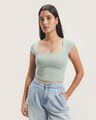 Crop Top Estampado,VERDE EMPOLVADO