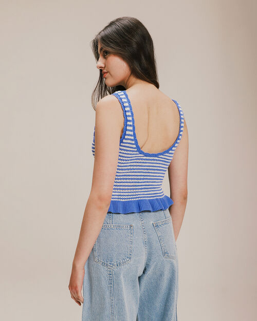 Top Peplum Punto Rayas