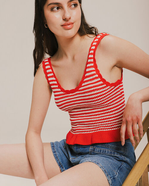 Top Peplum Punto Rayas