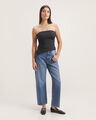 Jeans Fit Straight Aplicaciones,AZUL ACERO