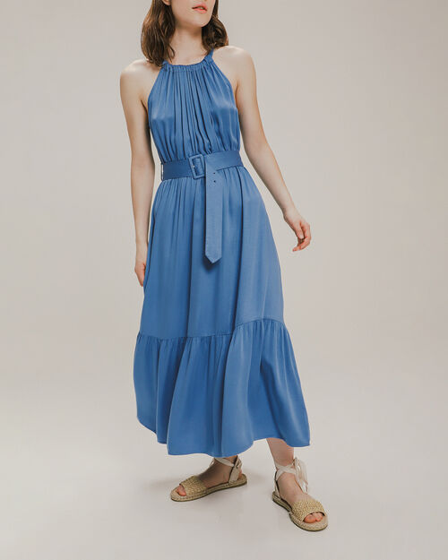 Vestido Halter Con Cinturón