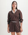 Sudadera Cropped Caf&eacute;,CAFE