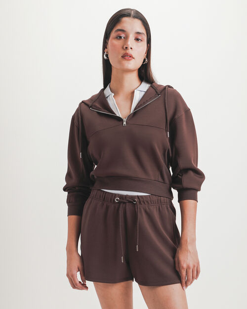 Sudadera Cropped Caf&eacute;