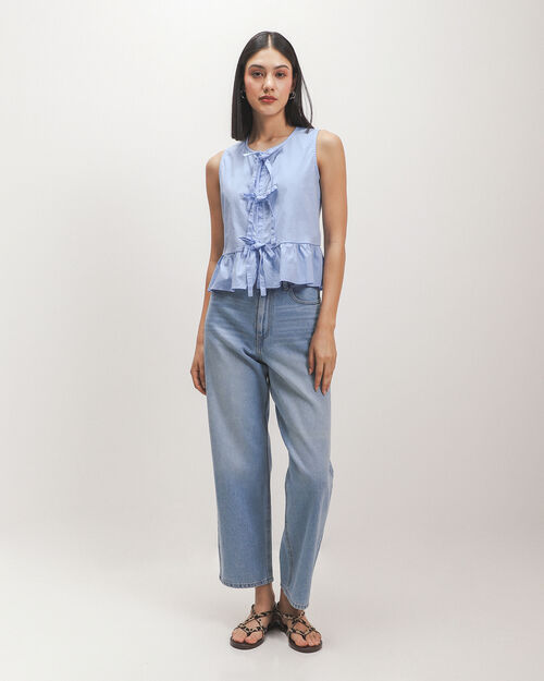 Blusa Azul Lazos