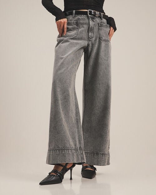 Jeans Gris Fit Wide Leg