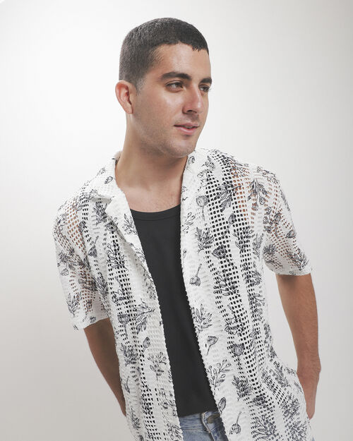 Camisa Beige Estampada