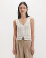 Top Caf&eacute; Tejido Crochet,BLANCO HUESO