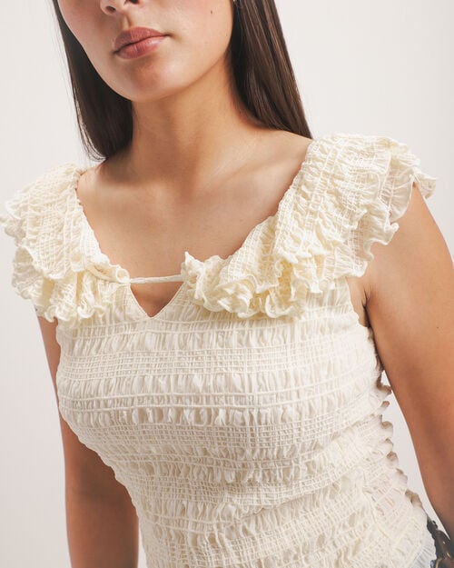 Top Beige Volantes
