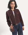 Abrigo Beige Zipper,ROJO VINO