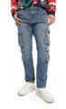 Jeans Straight Cargo,AZUL MARINO