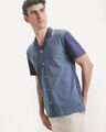 Camisa Blanca Contraste,AZUL ACERO