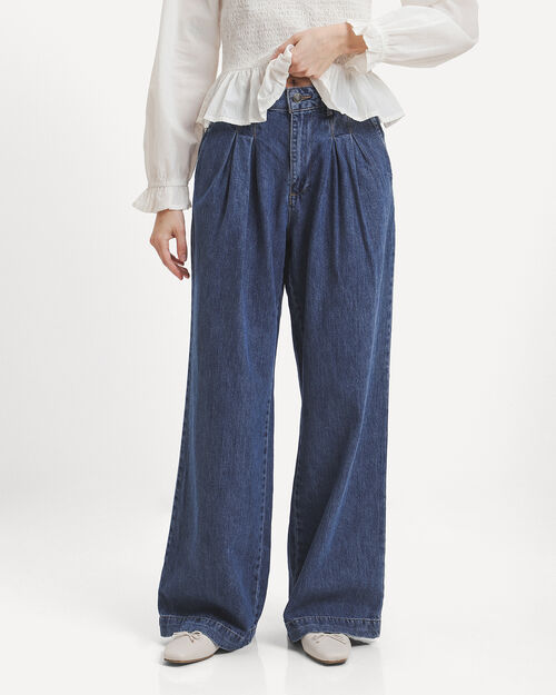 Jeans Wide Leg Pinzas