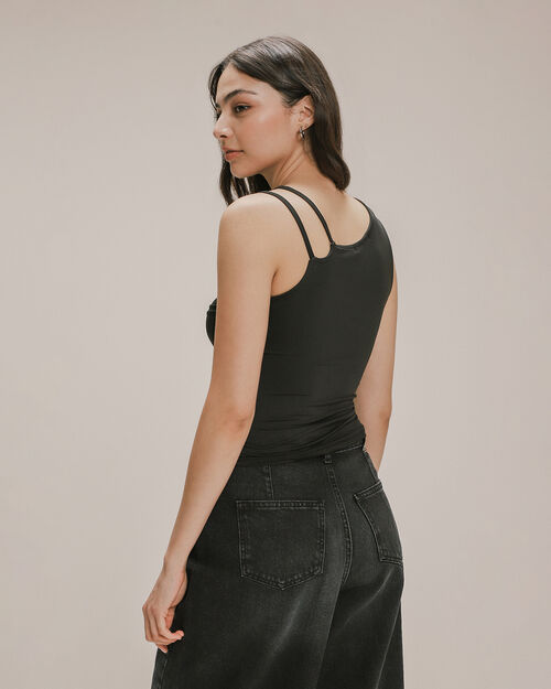 Top Fruncido Cut Out Negro