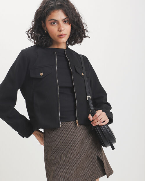 Abrigo Negro Zipper